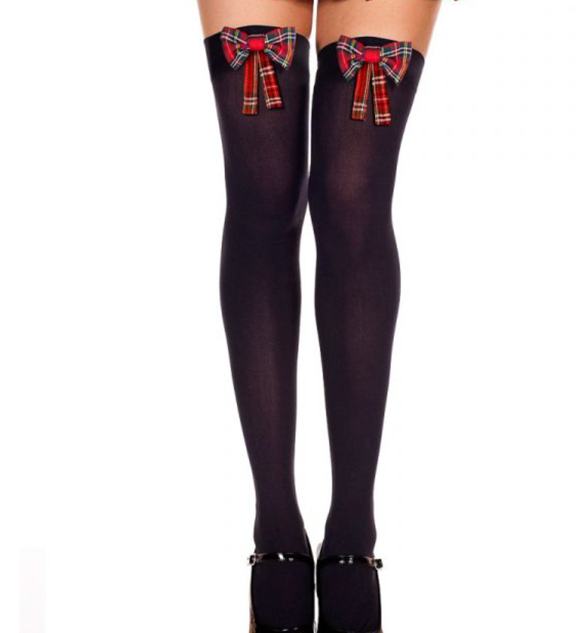 Plaid Bow Thigh Highs - Model Express Vancouver