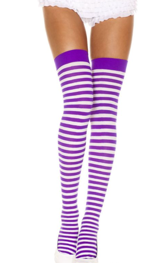 Striped Thigh High Purple/White