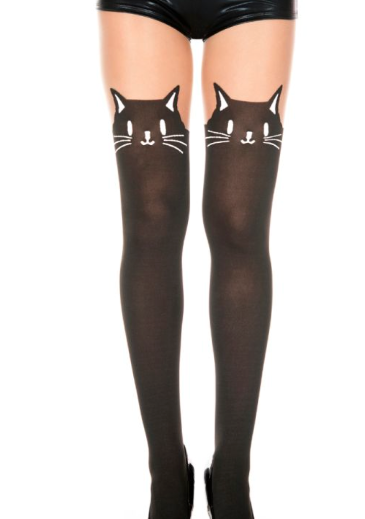 Kitty Face Print with Faux Spandex Pantyhose - Model Express Vancouver
