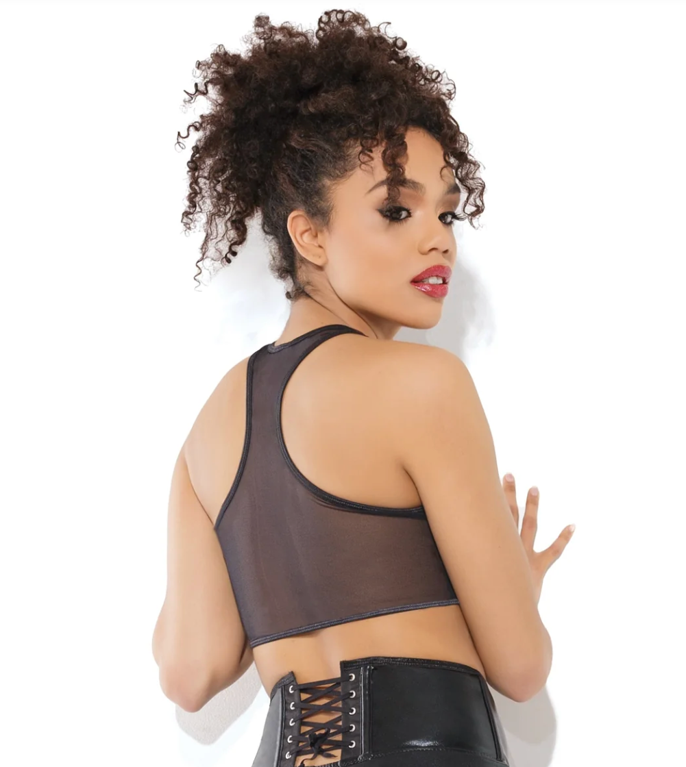 Front Zip Mesh Top Black - Model Express Vancouver