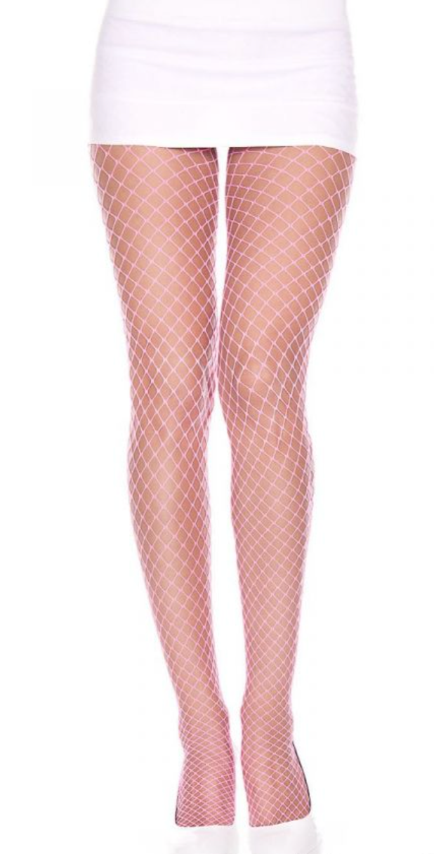 Mini Diamond Net Spandex Pantyhose Baby Pink
