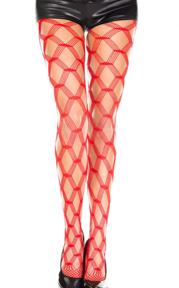 Big Multinet Pantyhose Red
