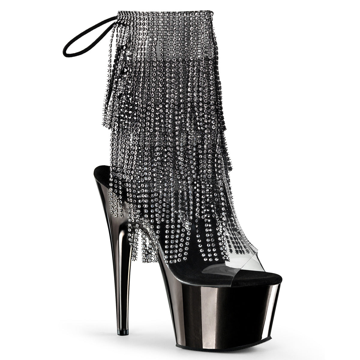 Pleasers Adore-1017Rsf - Clr-Blk/Dark Pewter Chrome