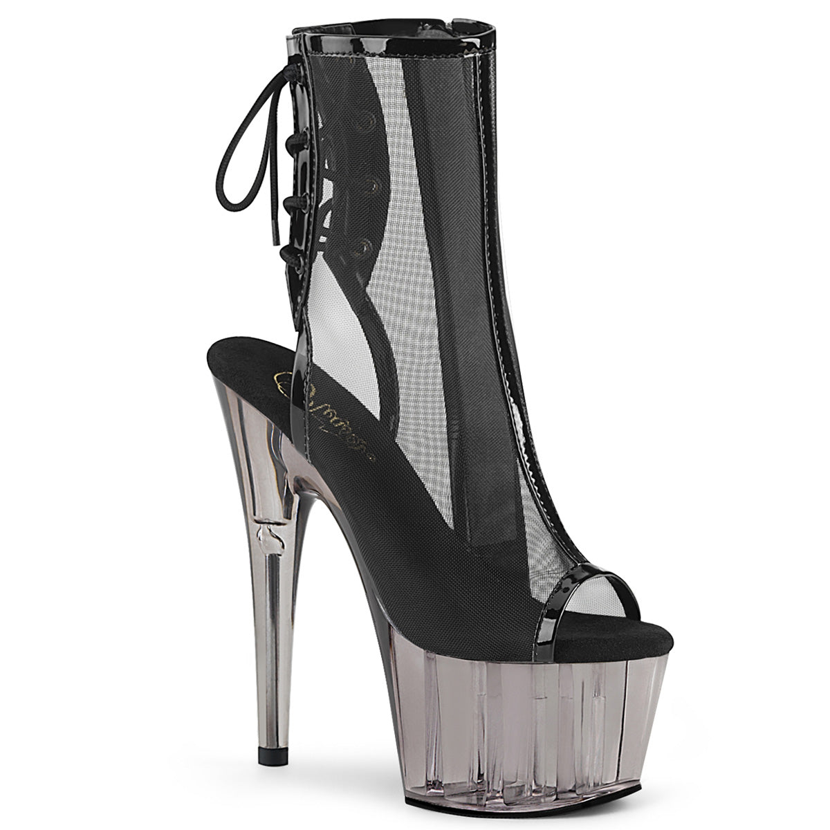Pleasers Adore-1018Msht - Blk Pat-Mesh/Smoke Tinted