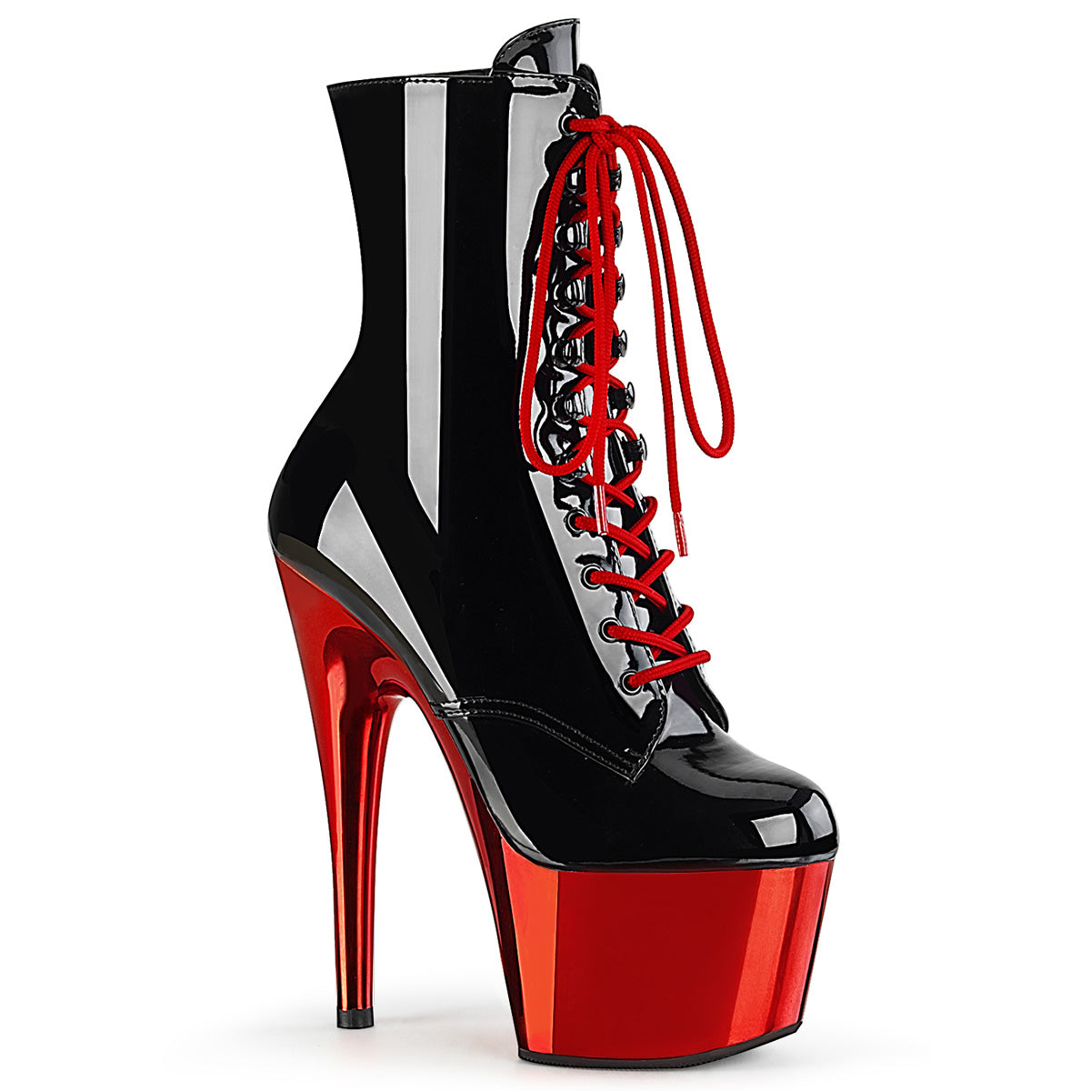 Pleasers Adore-1020 - Blk Pat/Red Chrome