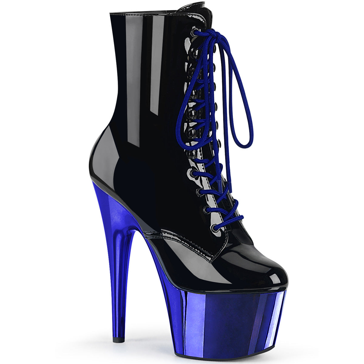 Pleasers Adore-1020 - Blk Pat/Royal Blue Chrome