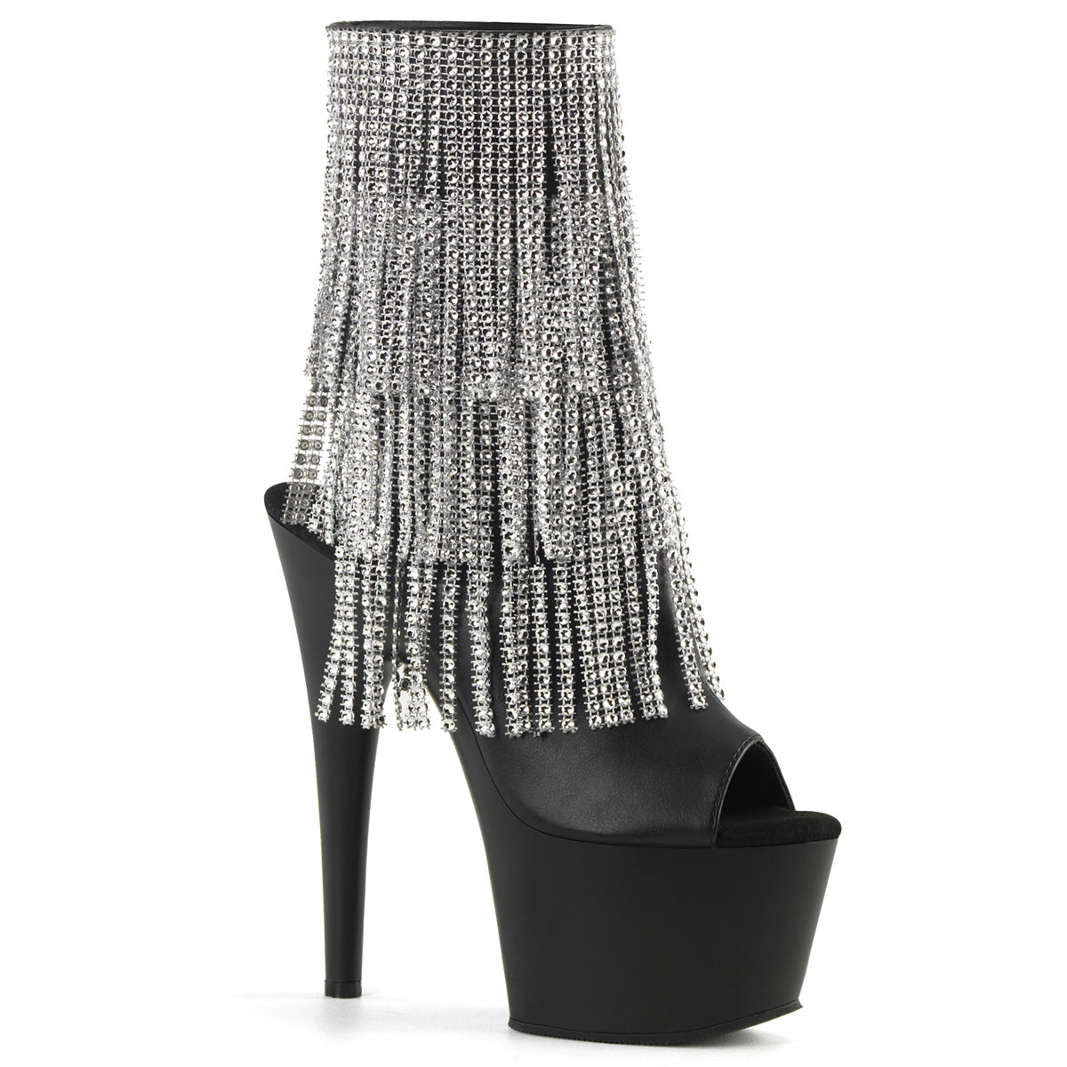 Pleasers Adore-1024Rsf - Blk Faux Leather-Slv/Blk Matte