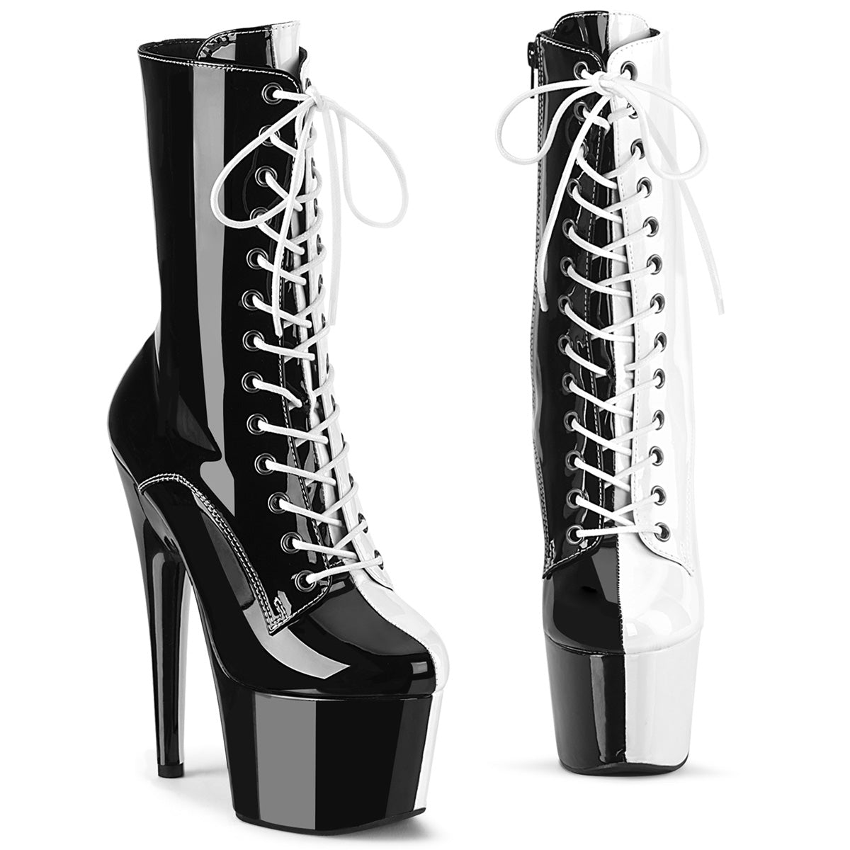 Pleasers Adore-1040Tt - Blk-Wht Pat/Blk-Wht