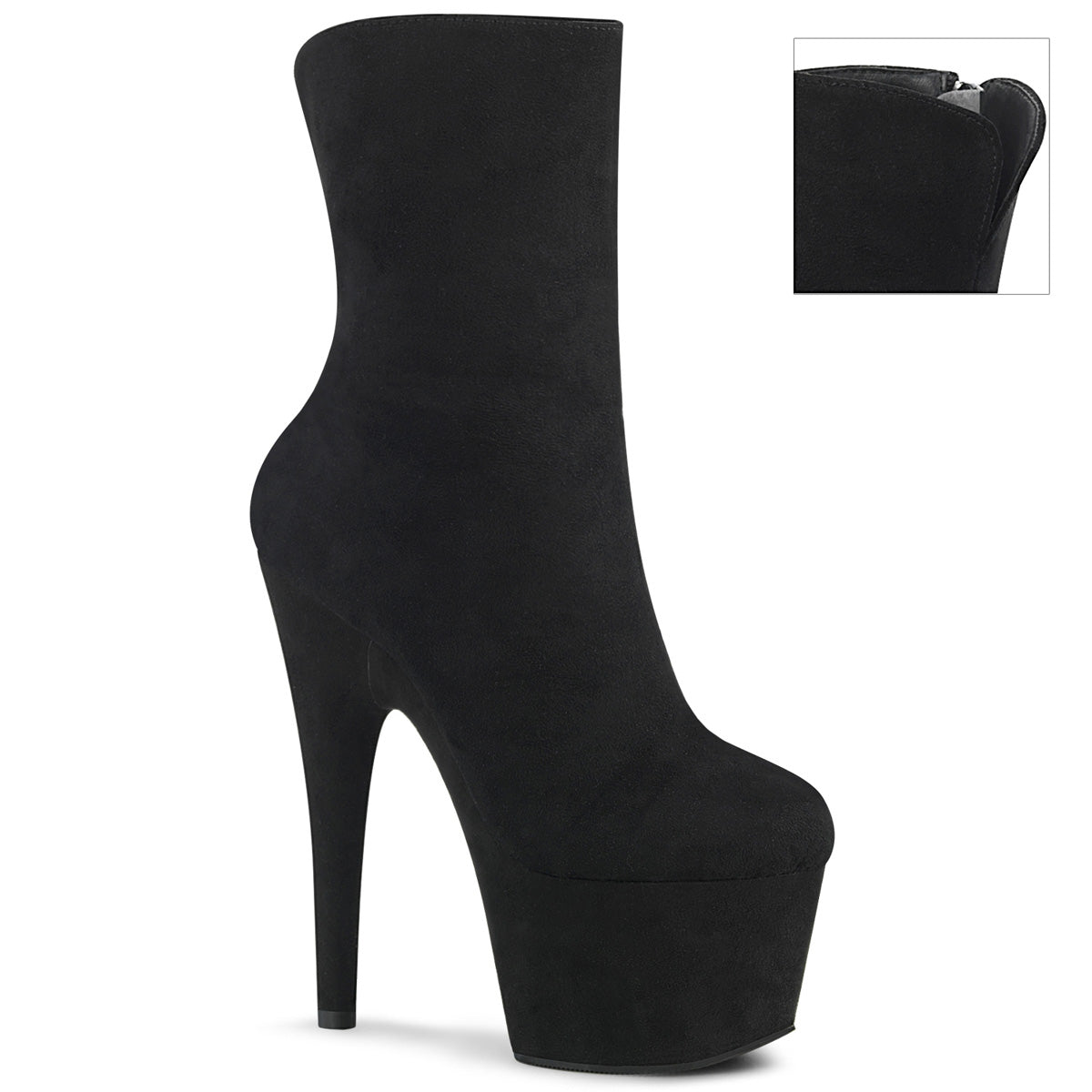 Pleasers Adore-1042 - Blk Faux Suede/Blk Faux Suede