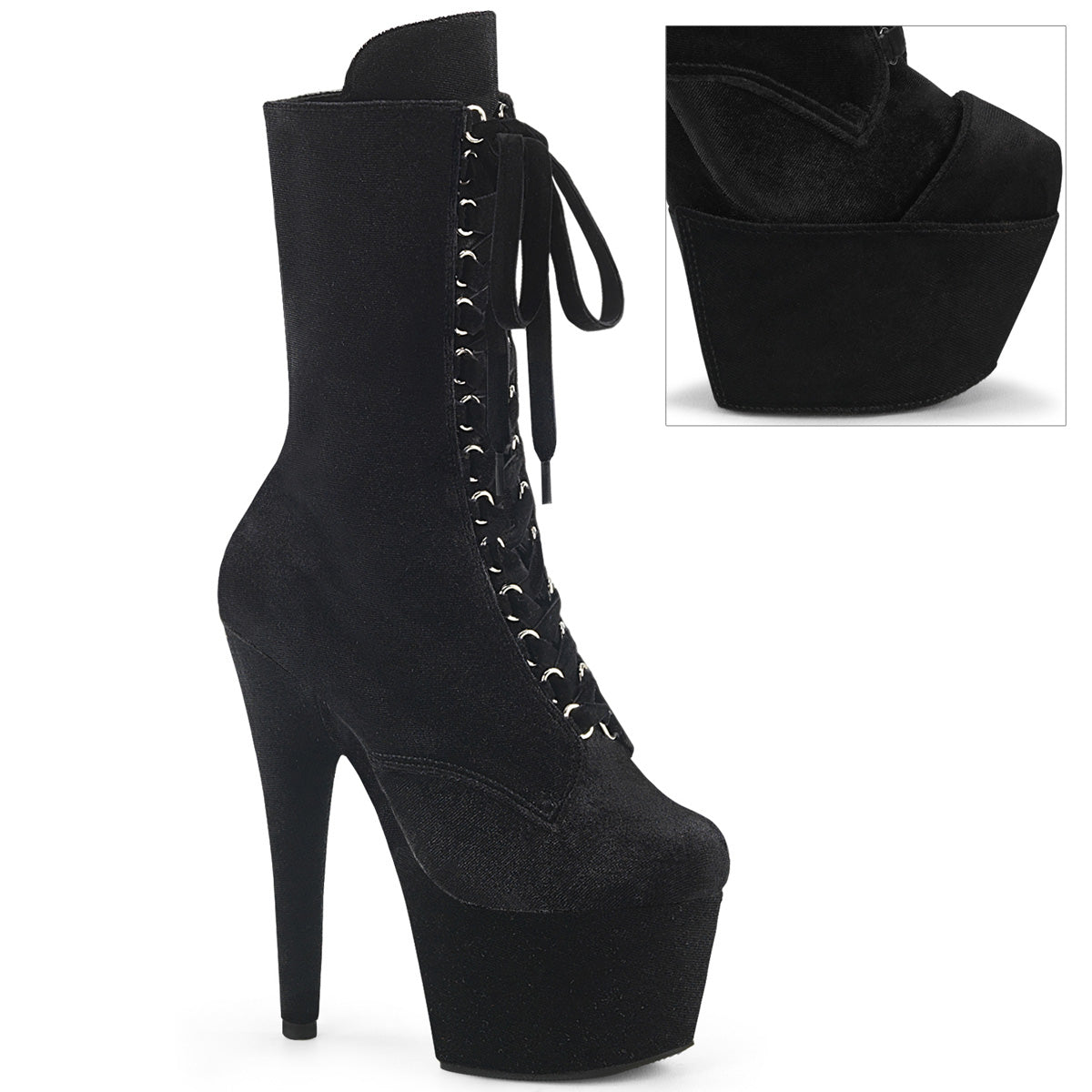 Pleasers Adore-1045Vel - Blk Velvet/Blk Velvet