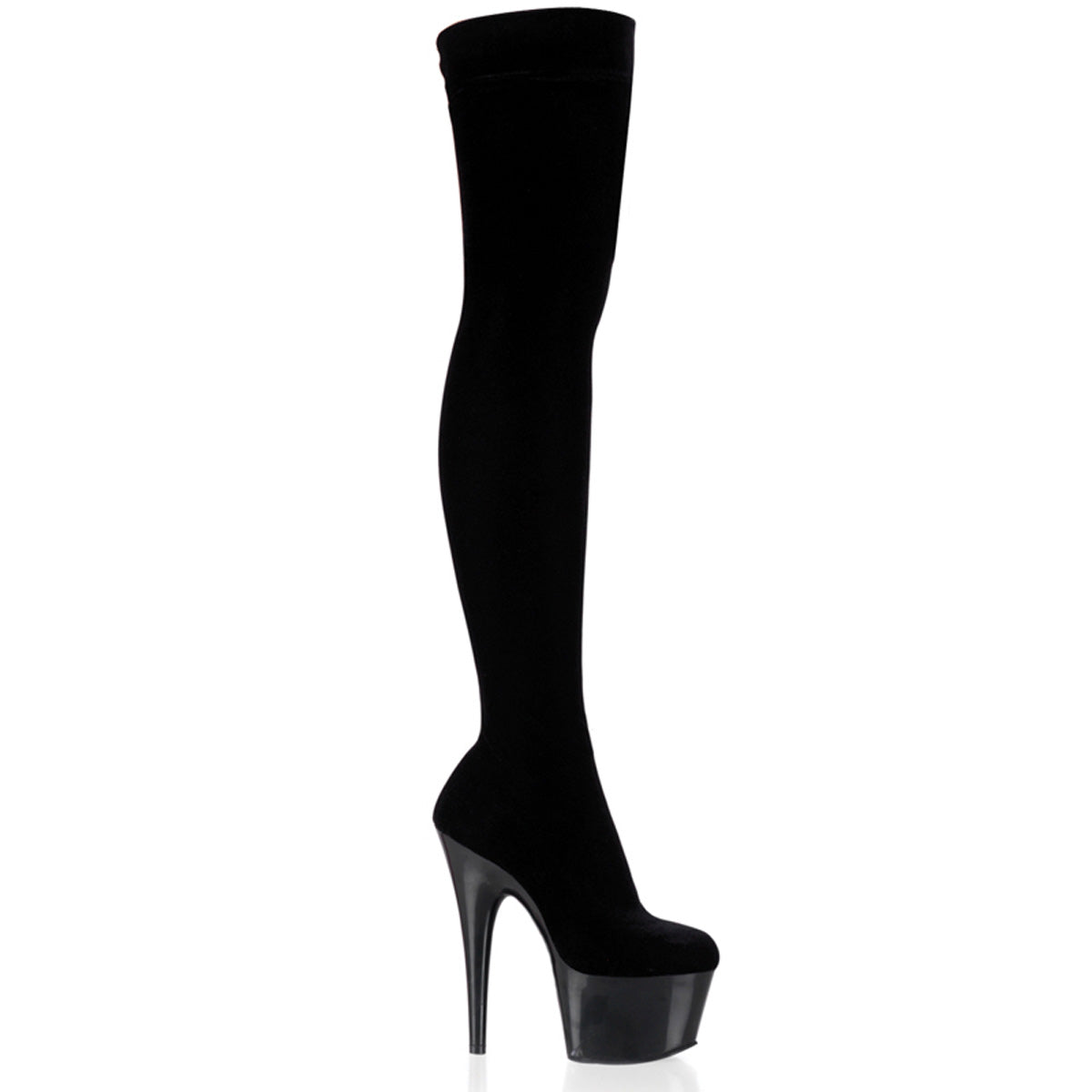 Pleasers Adore-3002 - Blk Str Velvet/Blk