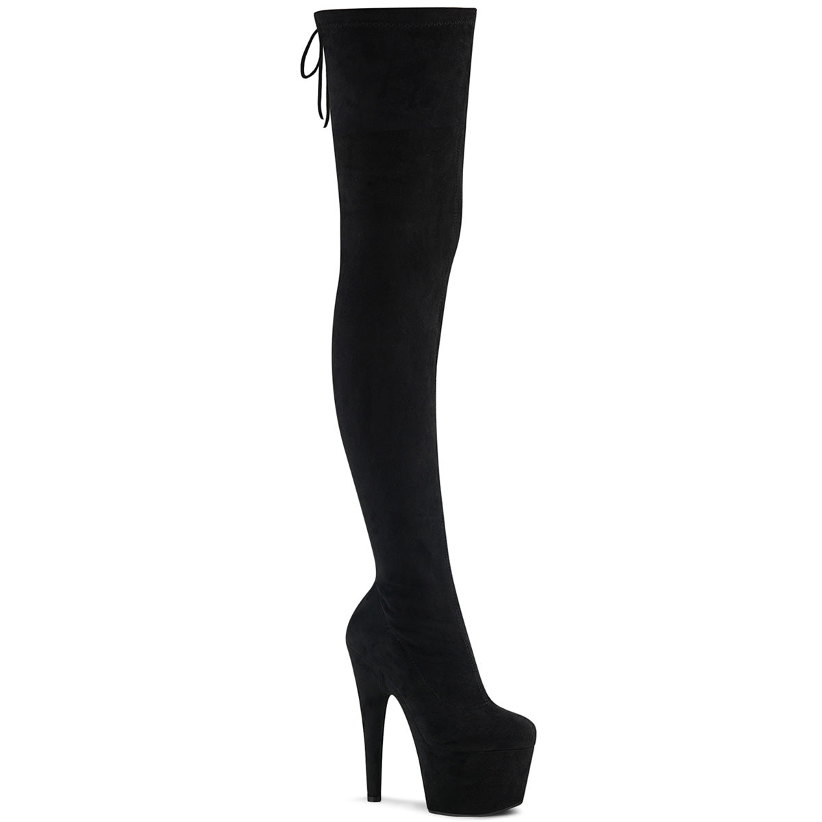 Pleasers Adore-3008 - Blk Stretch Faux Suede/Blk Faux Suede