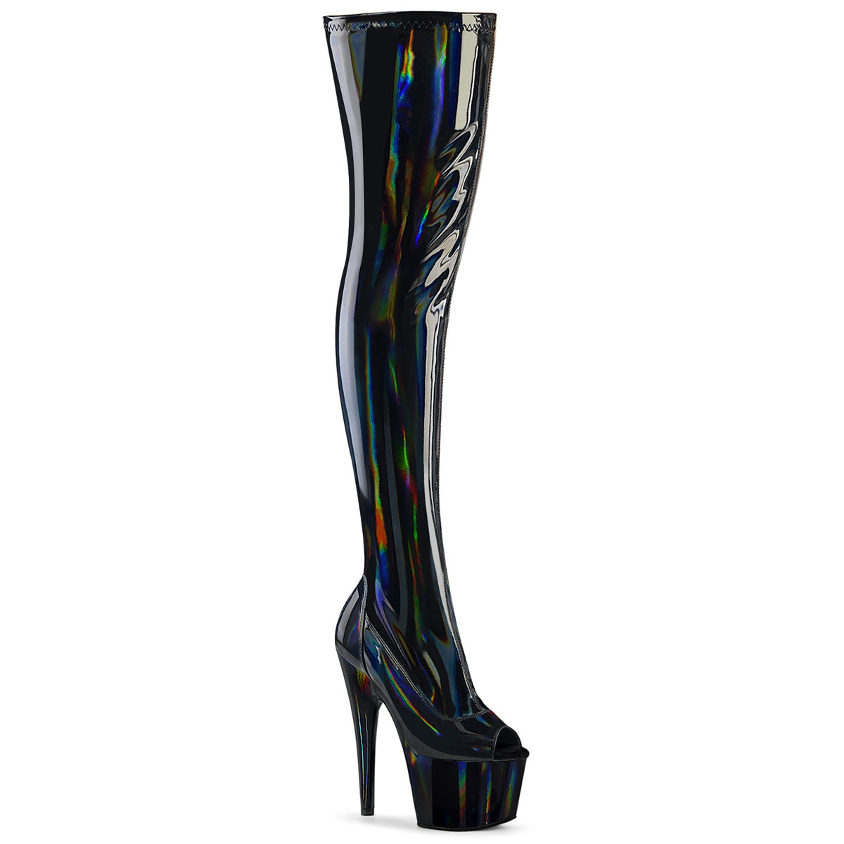Pleasers Adore-3011Hwr - Blk Str. Holo/Blk Holo
