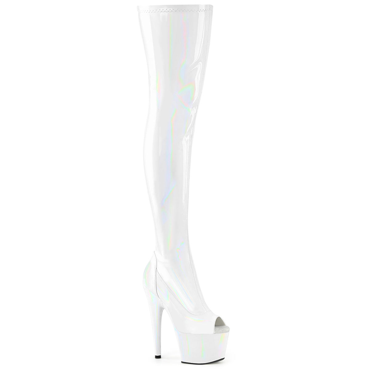 Pleasers Adore-3011Hwr - Wht Str. Holo/Wht Holo