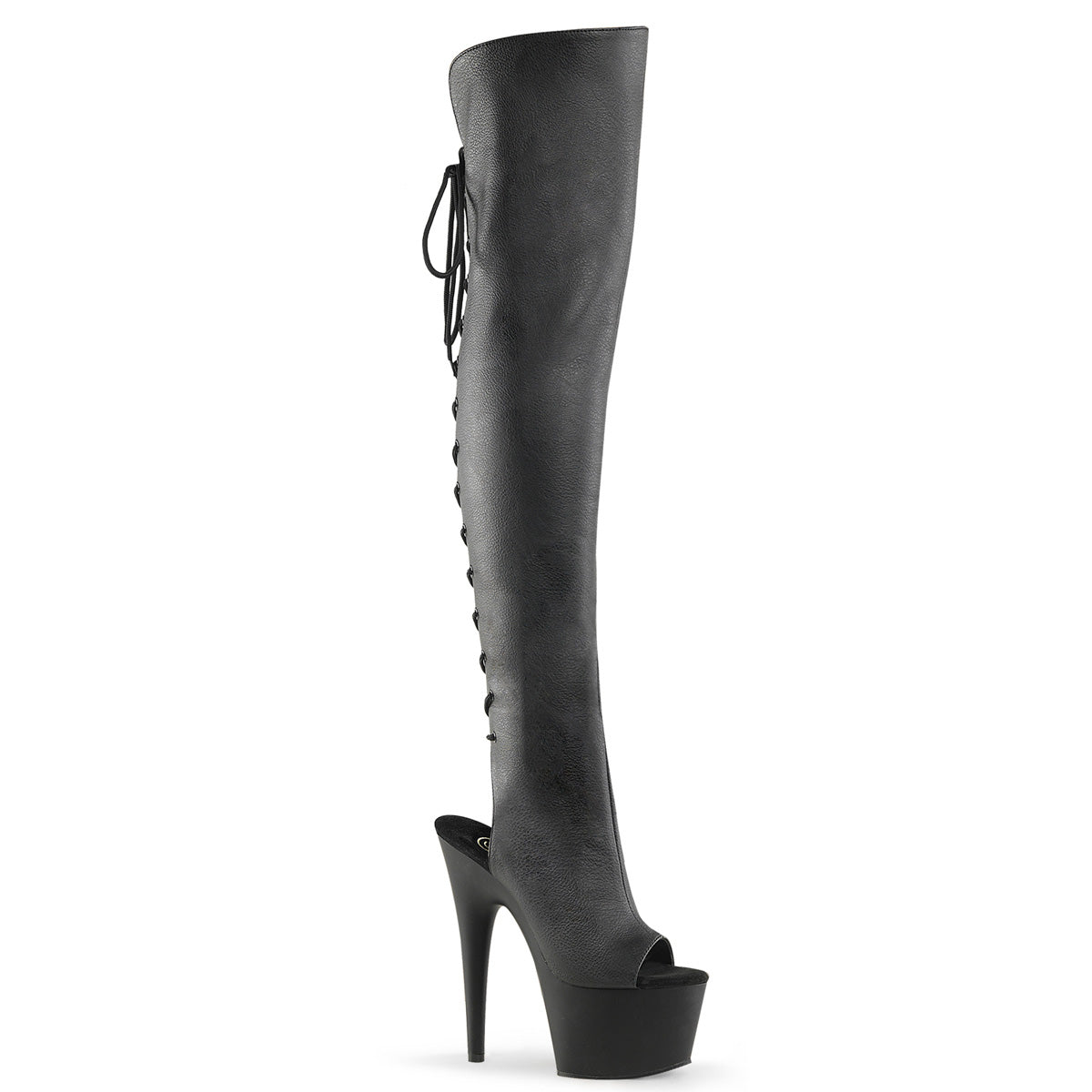 Pleasers Adore-3019 - Blk Faux Leather/Blk Matte