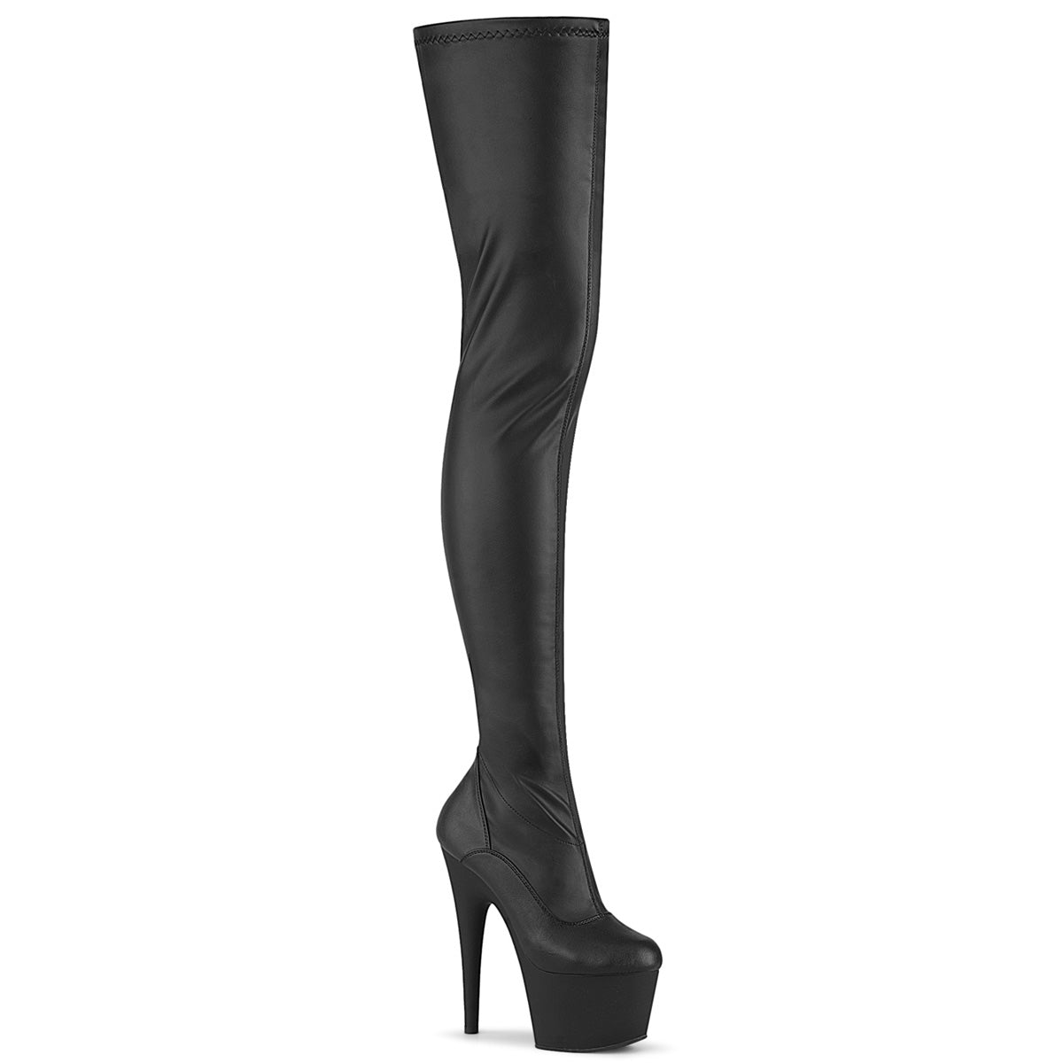 Pleasers Adore-4000 - Blk Str. Faux Leather/Blk Matte