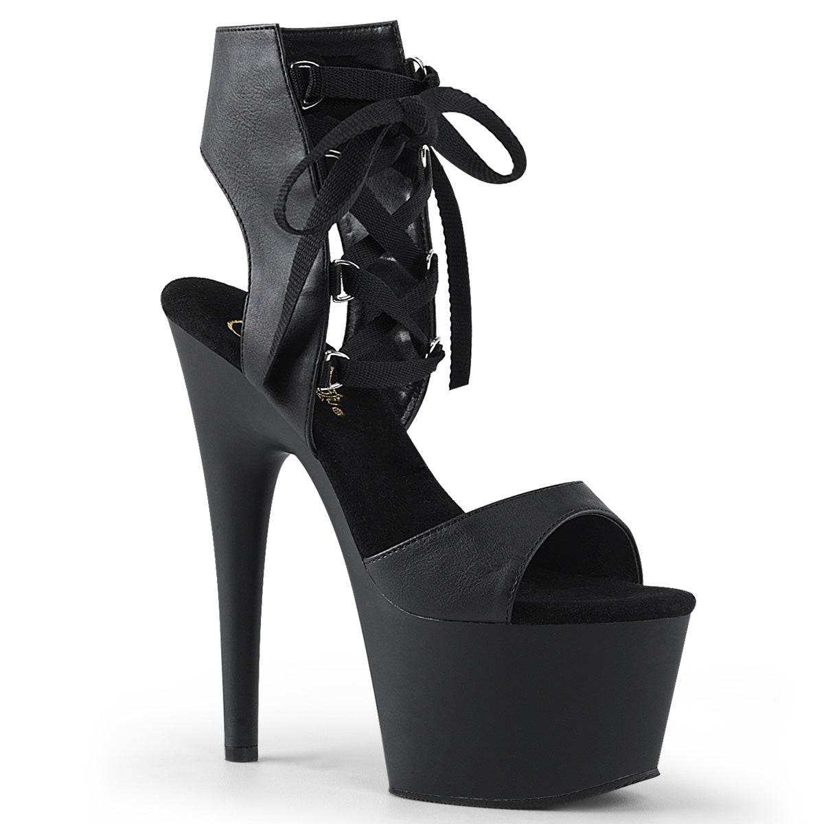 Pleasers Adore-700-14 - Blk Faux Leather/Blk Matte