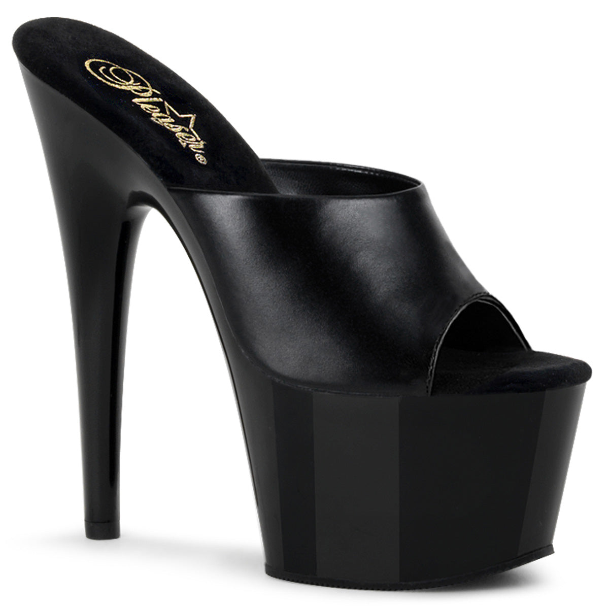 Pleasers Adore-701 - Blk Leather/ Blk
