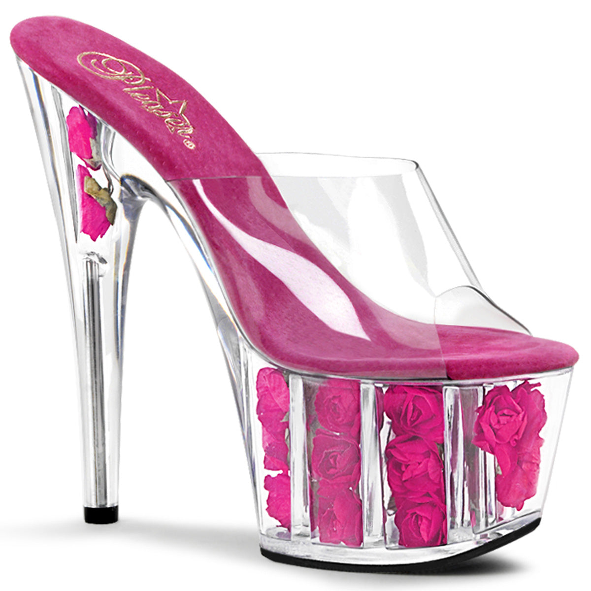 Pleasers Adore-701Fl - Clr/H. Pink Flowers