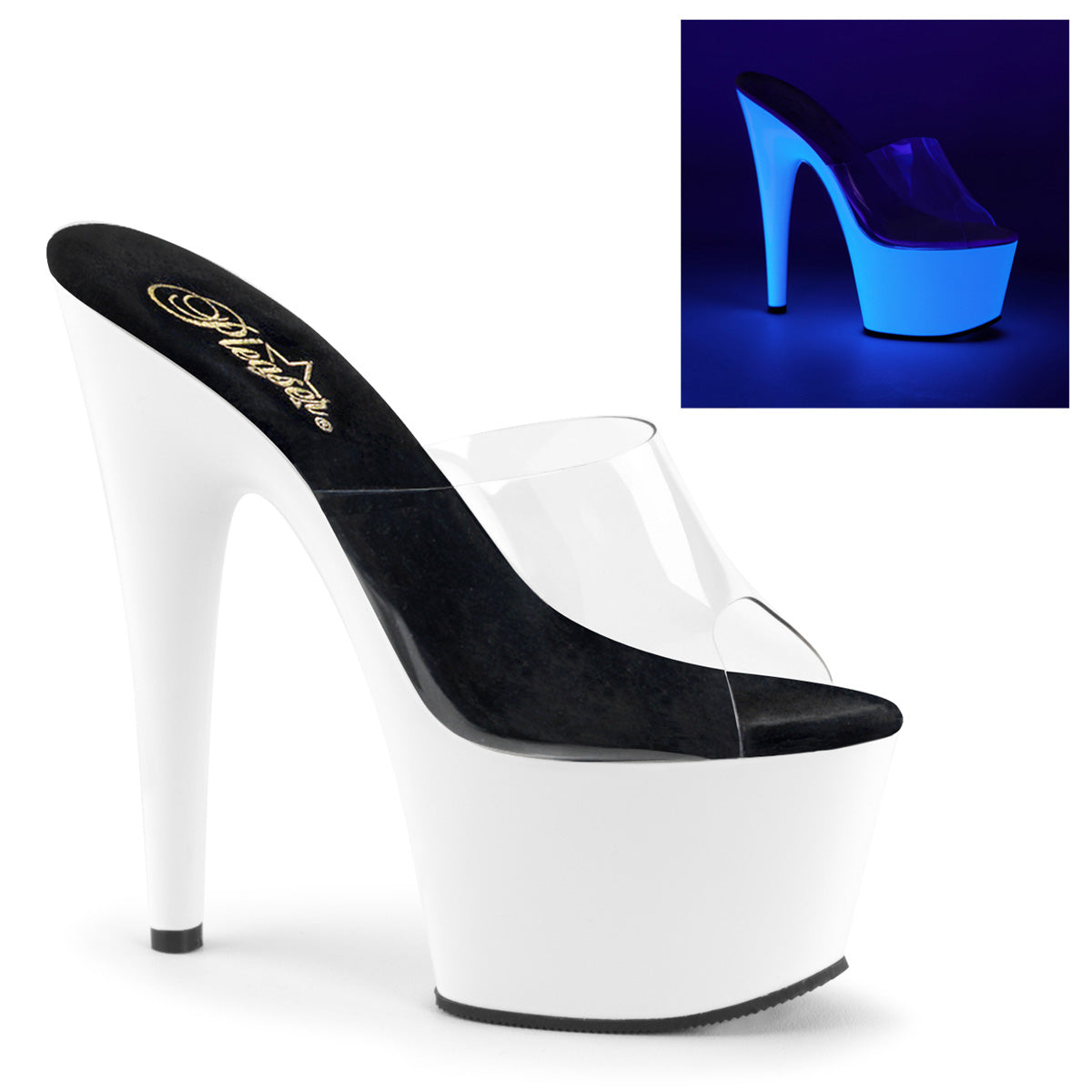 Pleasers Adore-701Uv - Clr/Neon Wht