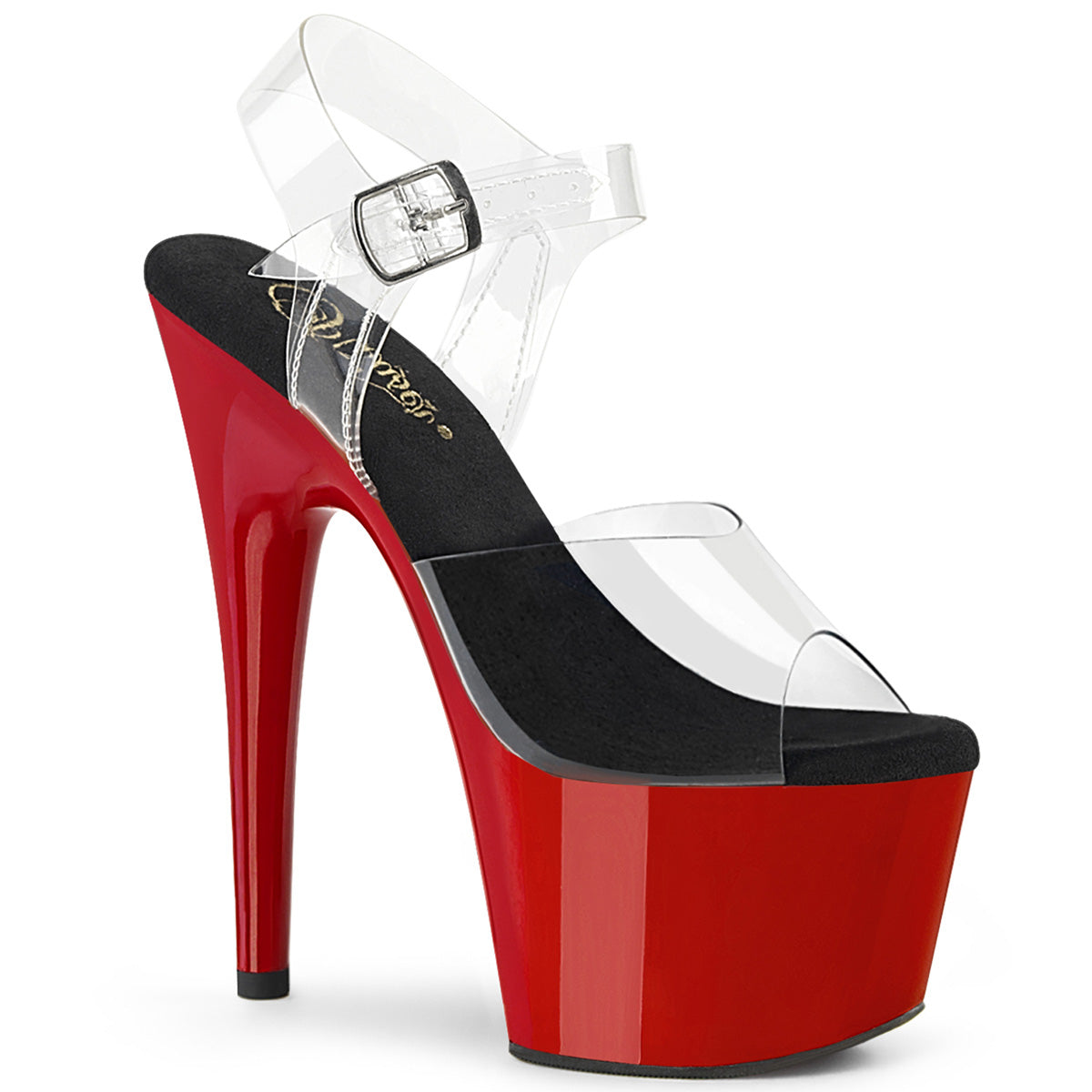 Pleasers Adore-708 - Clr-Blk/Red