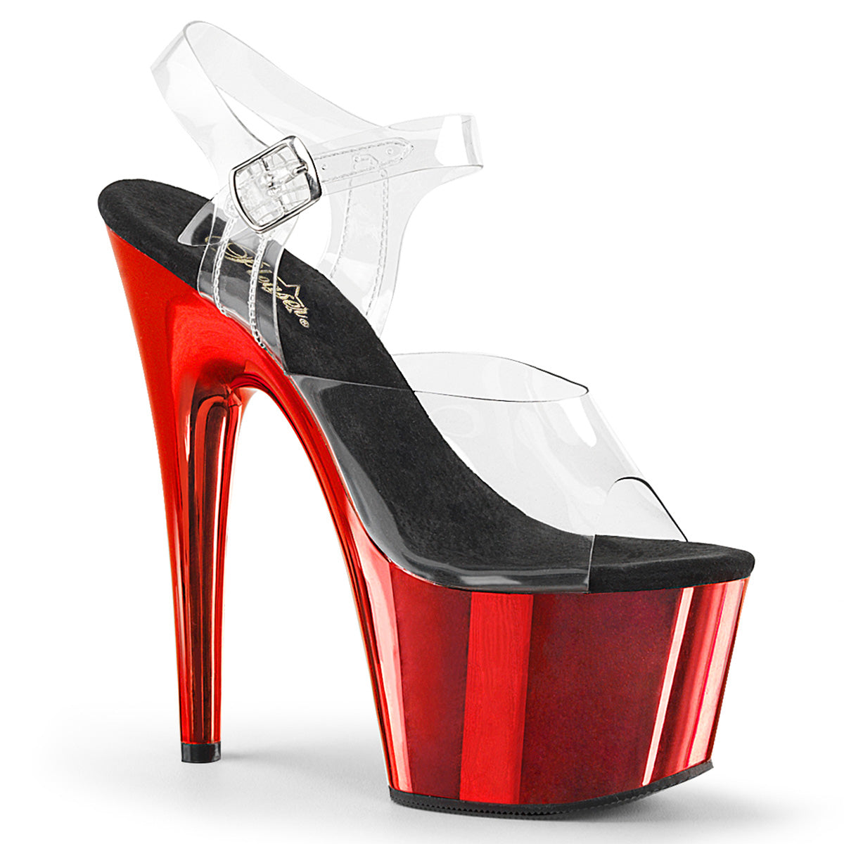 Pleasers Adore-708 - Clr/Red Chrome