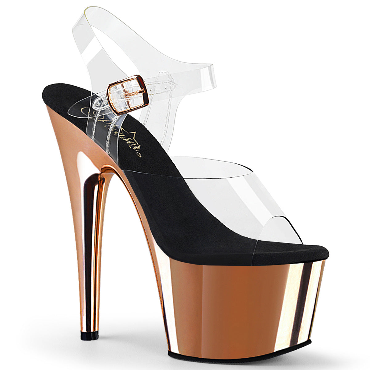 Pleasers Adore-708 - Clr/Rose Gold Chrome