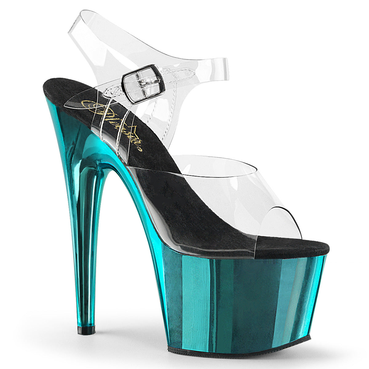 Pleasers Adore-708 - Clr/Turquoise  Chrome
