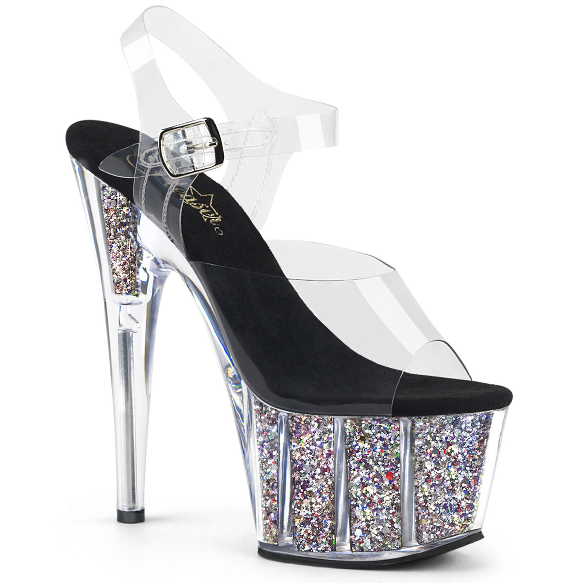 Pleasers Adore-708Cg - Clr/Slv Confetti Glitter