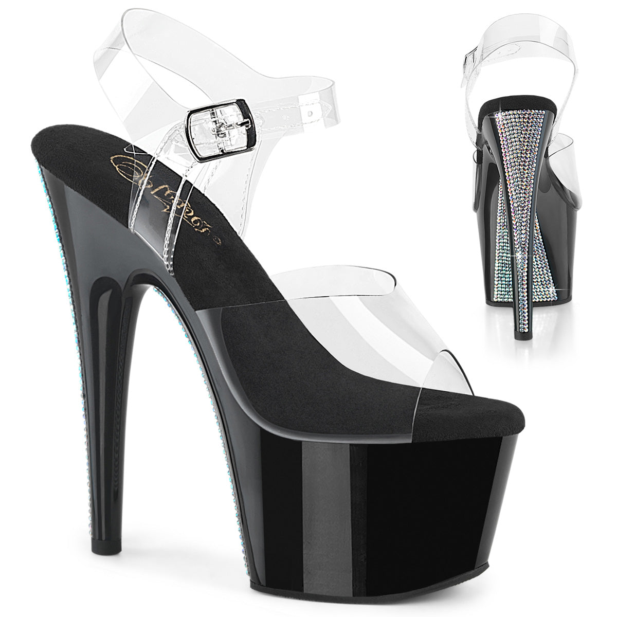 Pleasers Adore-708Crs-2 - Clr/Blk-Slv RS