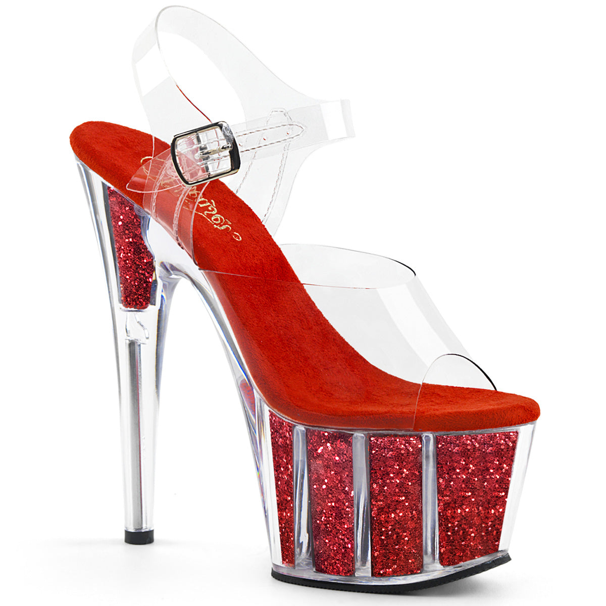Pleasers Adore-708G - Clr/Red Glitter Inserts