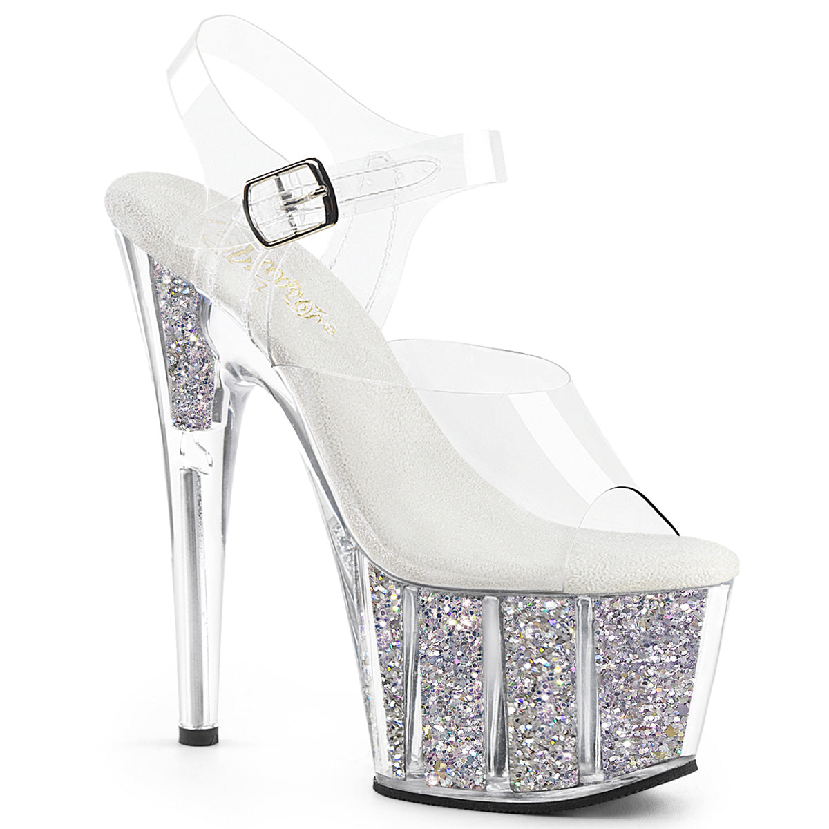 Pleasers Adore-708G - Clr/Silver Multi Glitter Inserts
