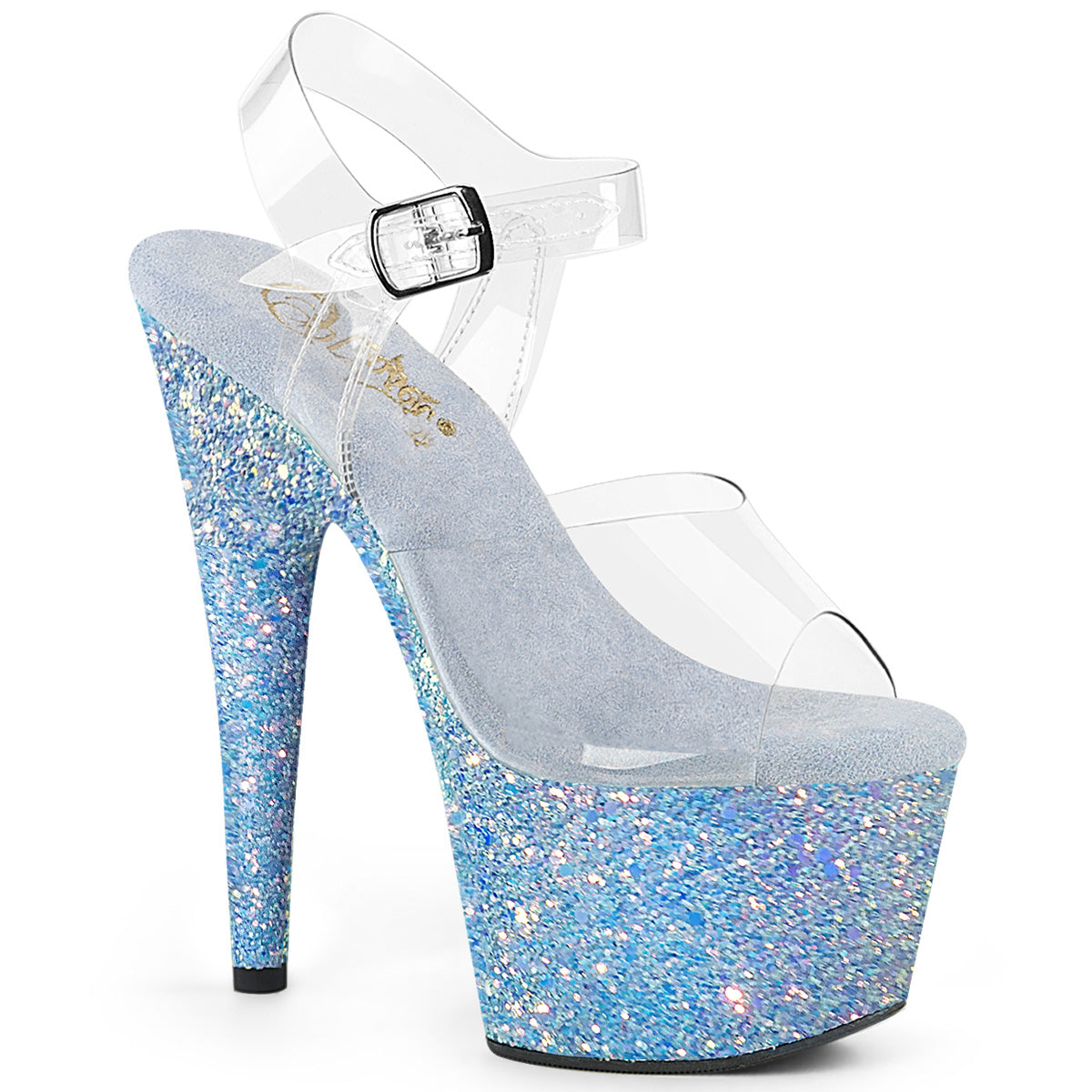 Pleasers Adore-708Lg - Clr/B. Blue Glitter