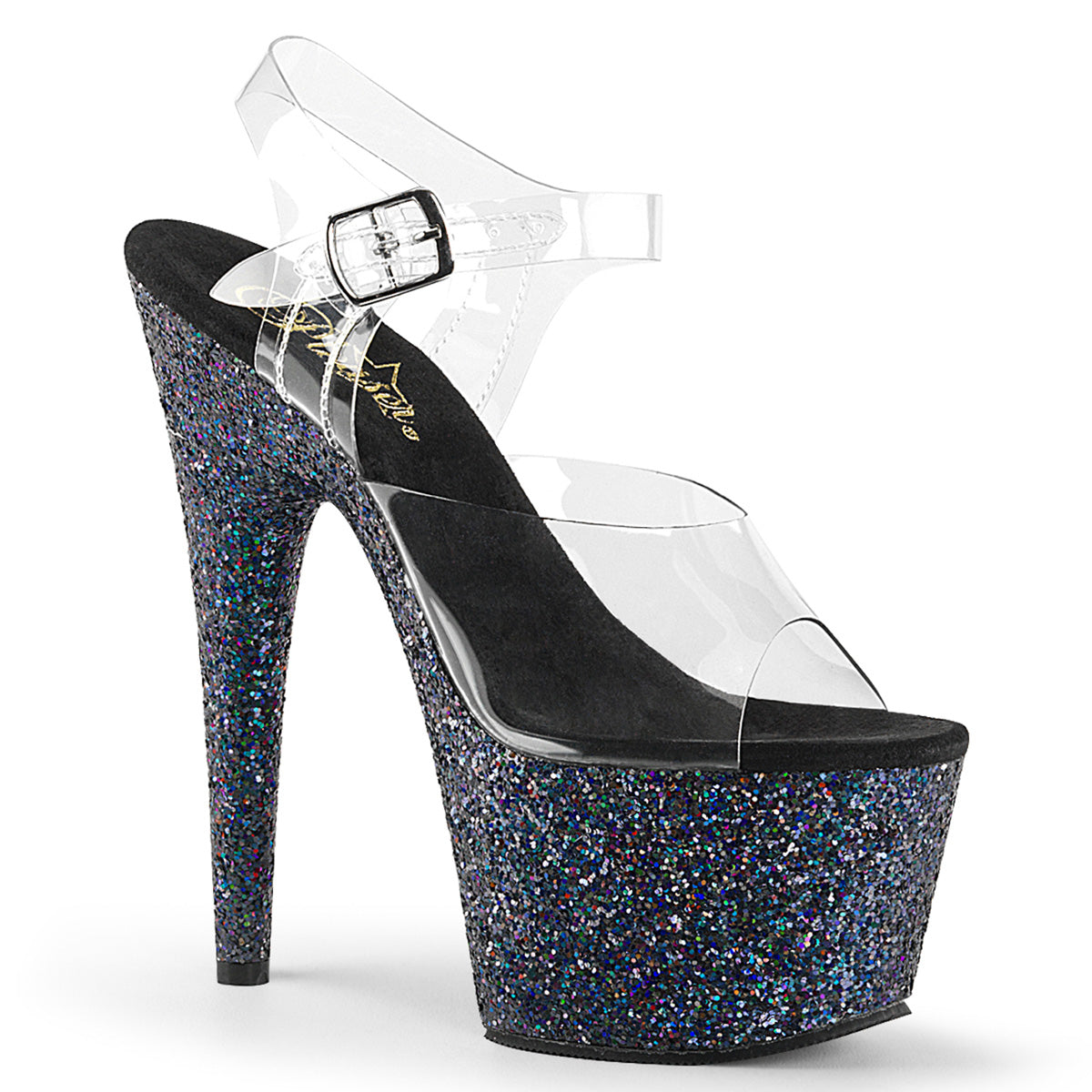 Pleasers Adore-708Lg - Clr/Blk Multi Glitter