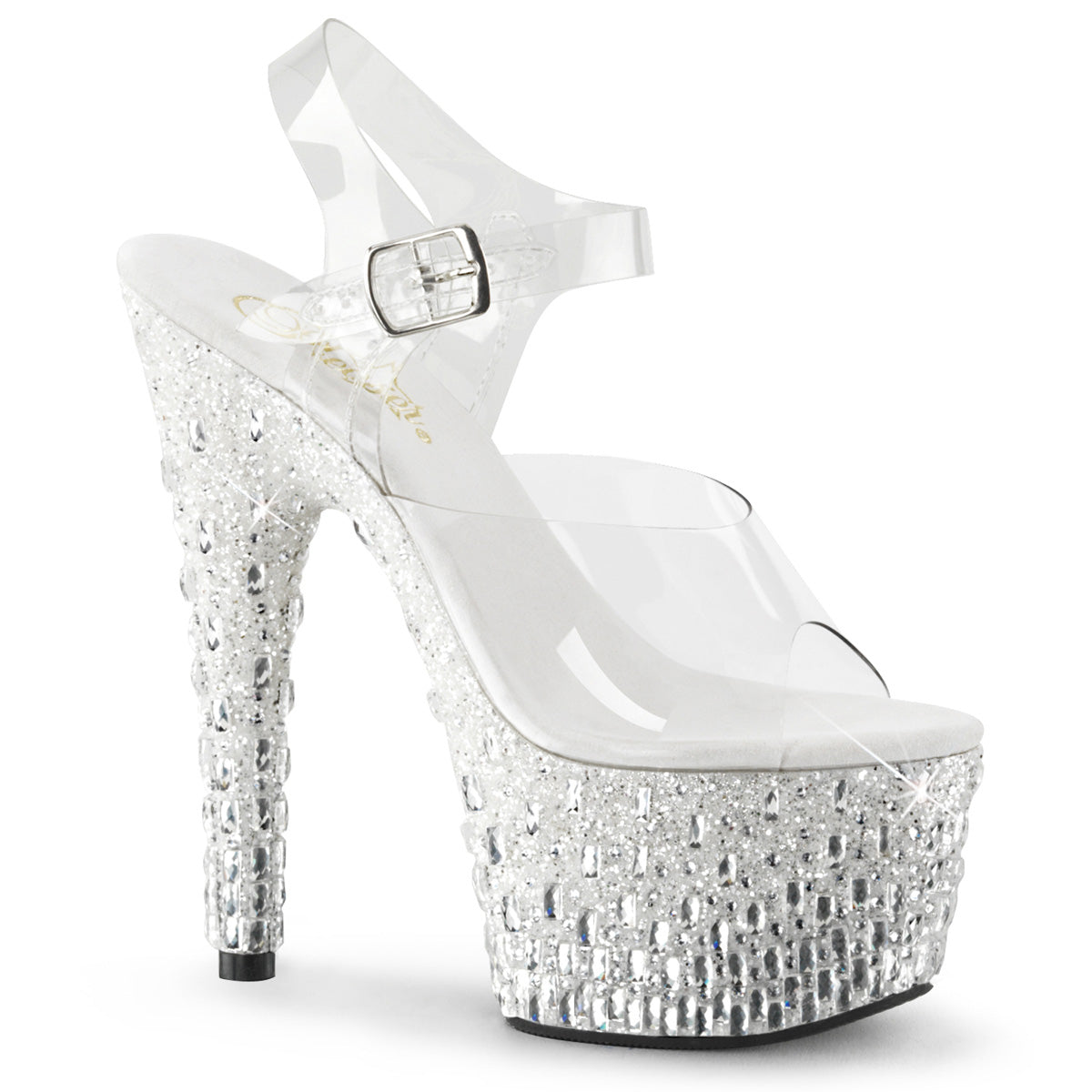 Pleasers Adore-708Mr-5 - Clr/Wht-Slv
