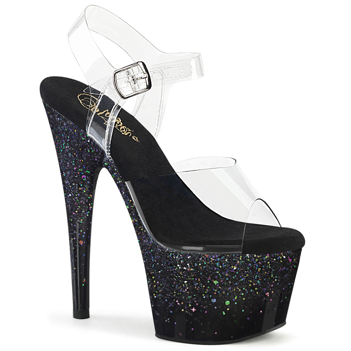 Pleasers Adore-708Ss - Clr/Blk Multi Glitter