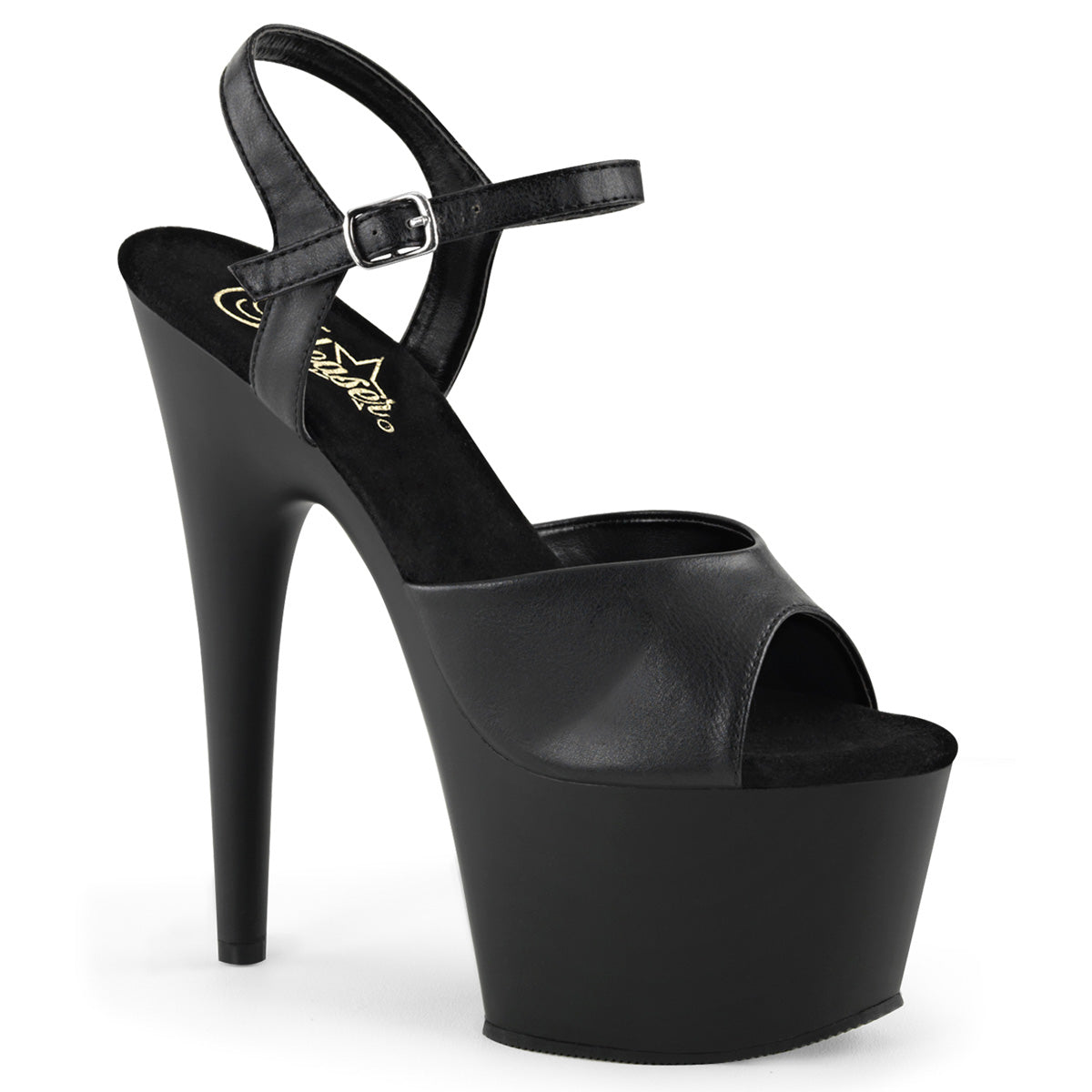 Pleasers Adore-709 - Blk Faux Leather/Blk Matte