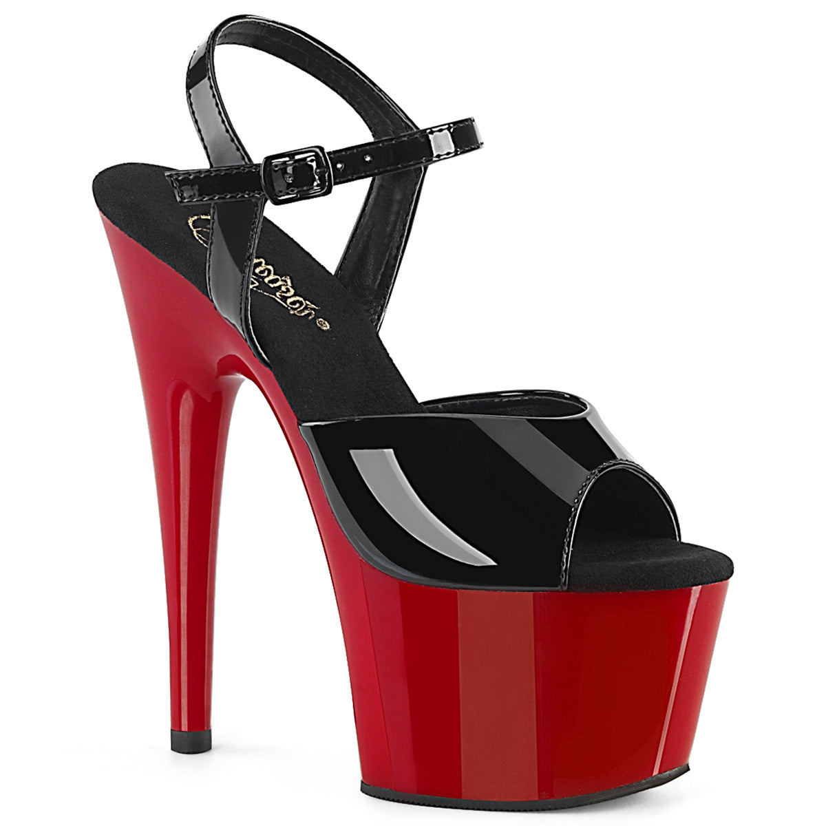 Pleasers Adore-709 - Blk Pat/Red
