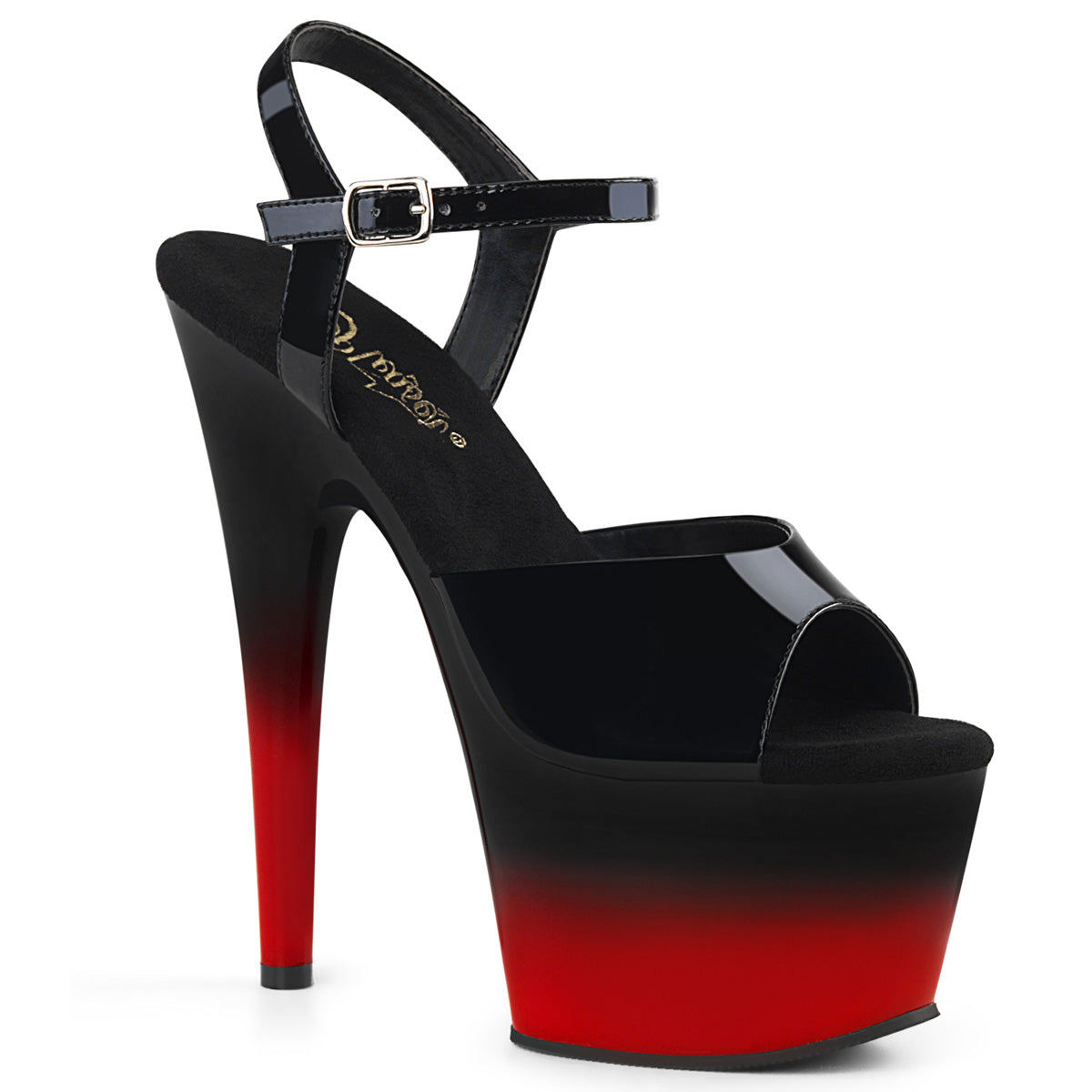 Pleasers Adore-709Br-H - Blk Pat/Blk-Red