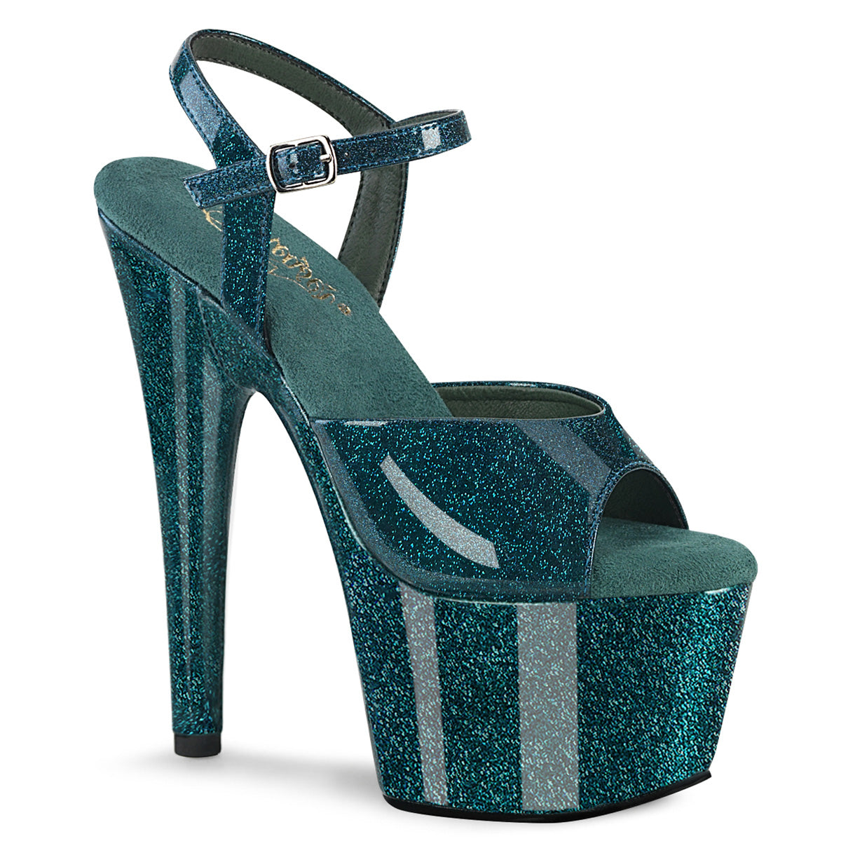 Pleasers Adore-709Gp - Teal Glitter Pat/M