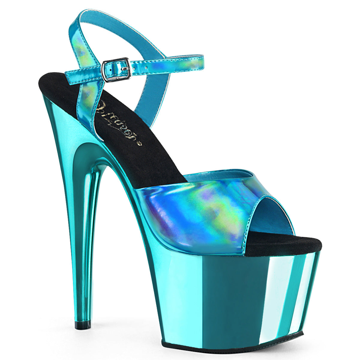 Pleasers Adore-709Hgch - Turquoise Hologram/Turquoise Chrome