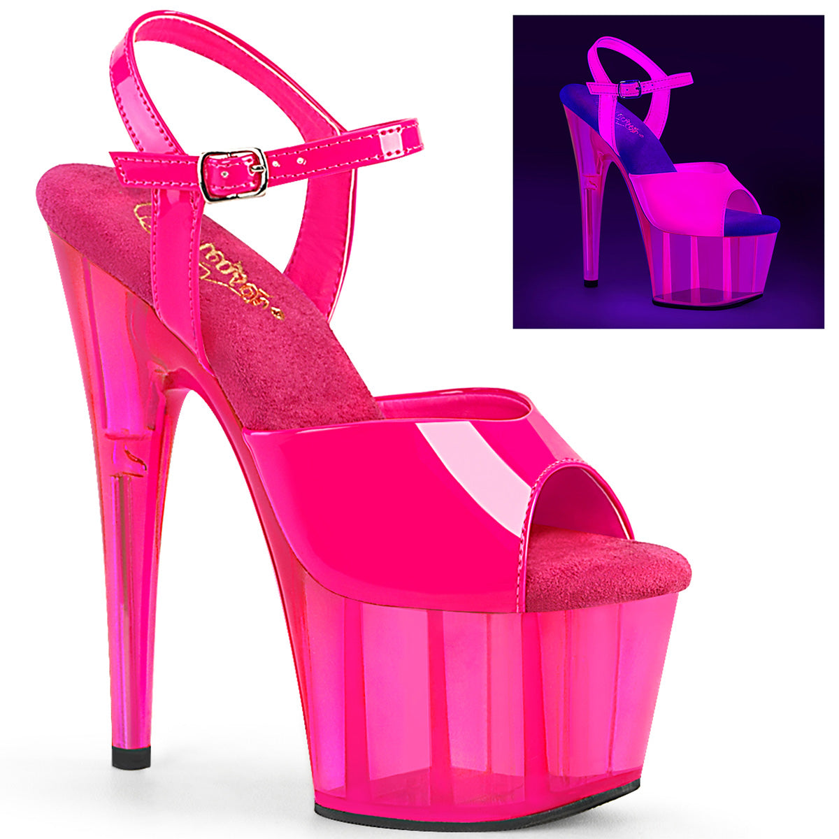 Pleasers Adore-709Uvt - Neon H. Pink Pat/H. Pink Tinted