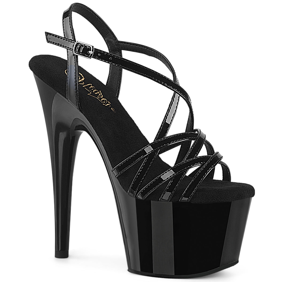 Pleasers Adore-713 - Blk Pat/Blk