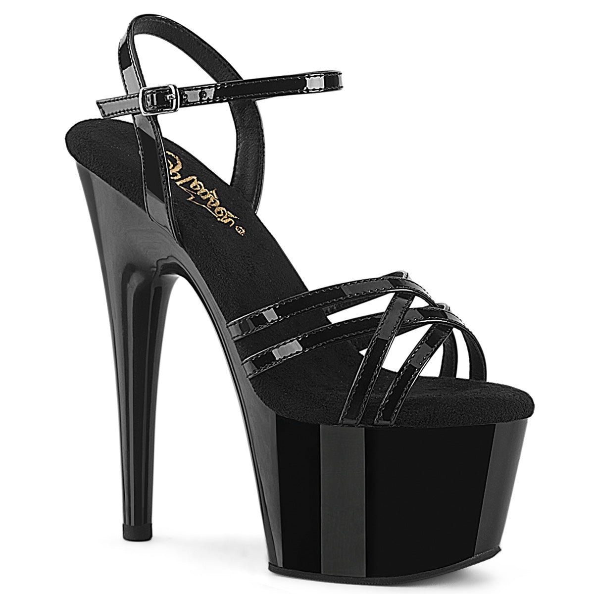 Pleasers Adore-717 - Blk Pat/Blk