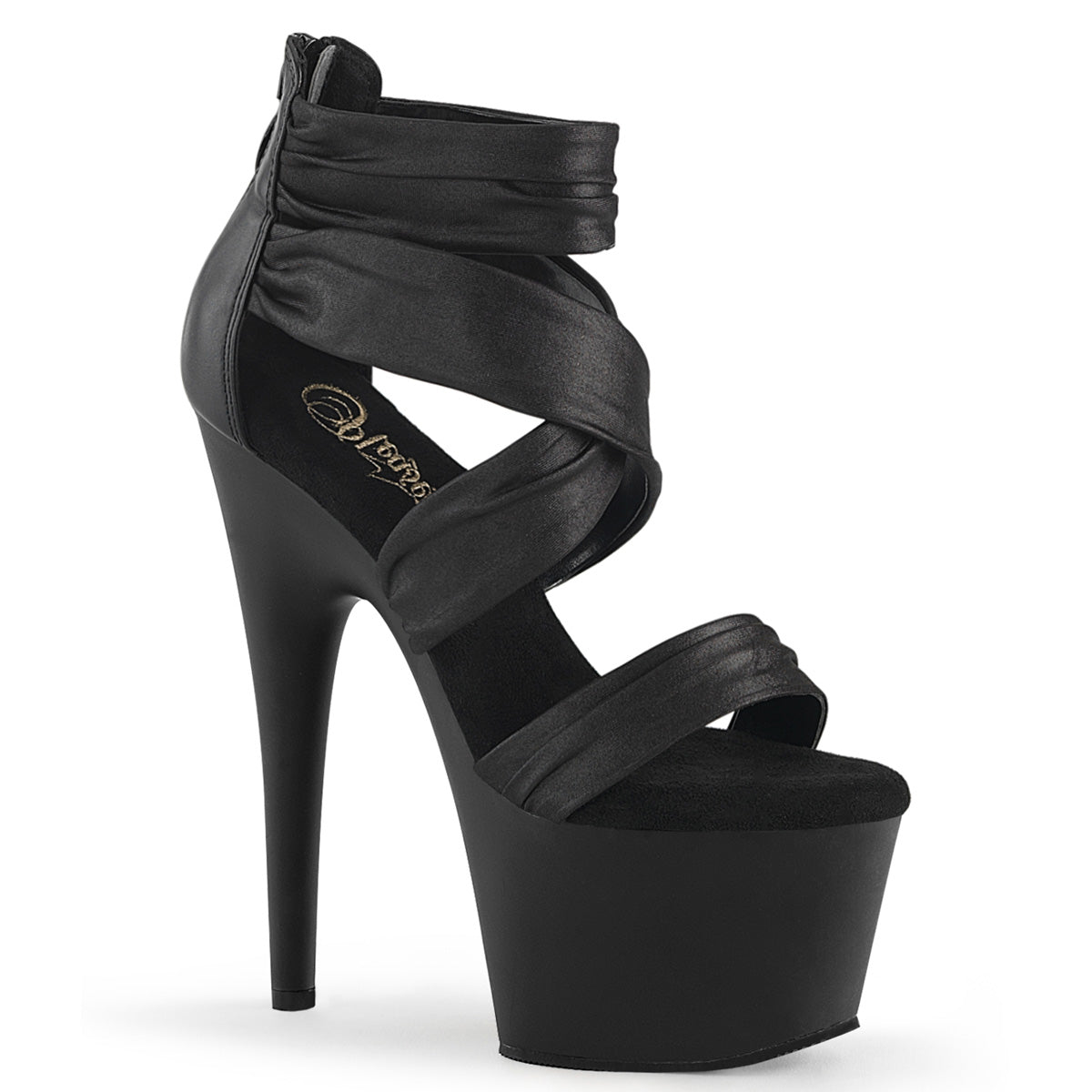 Pleasers Adore-720 - Blk Faux Leather-Fabric/Blk Matte