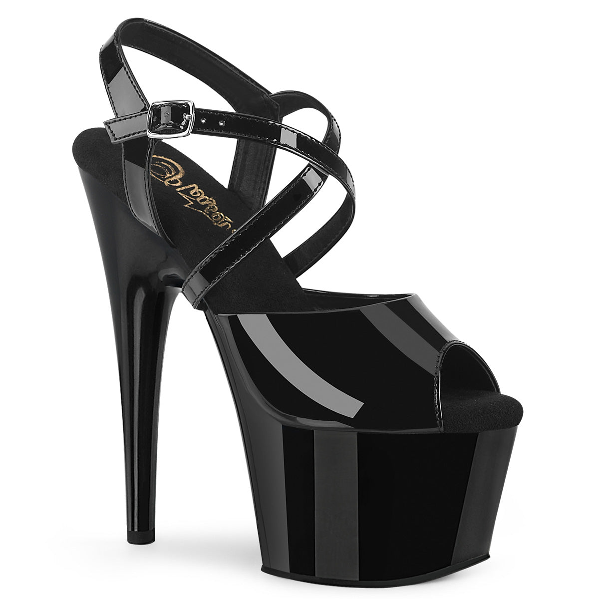 Pleasers Adore-724 - Blk Pat/Blk