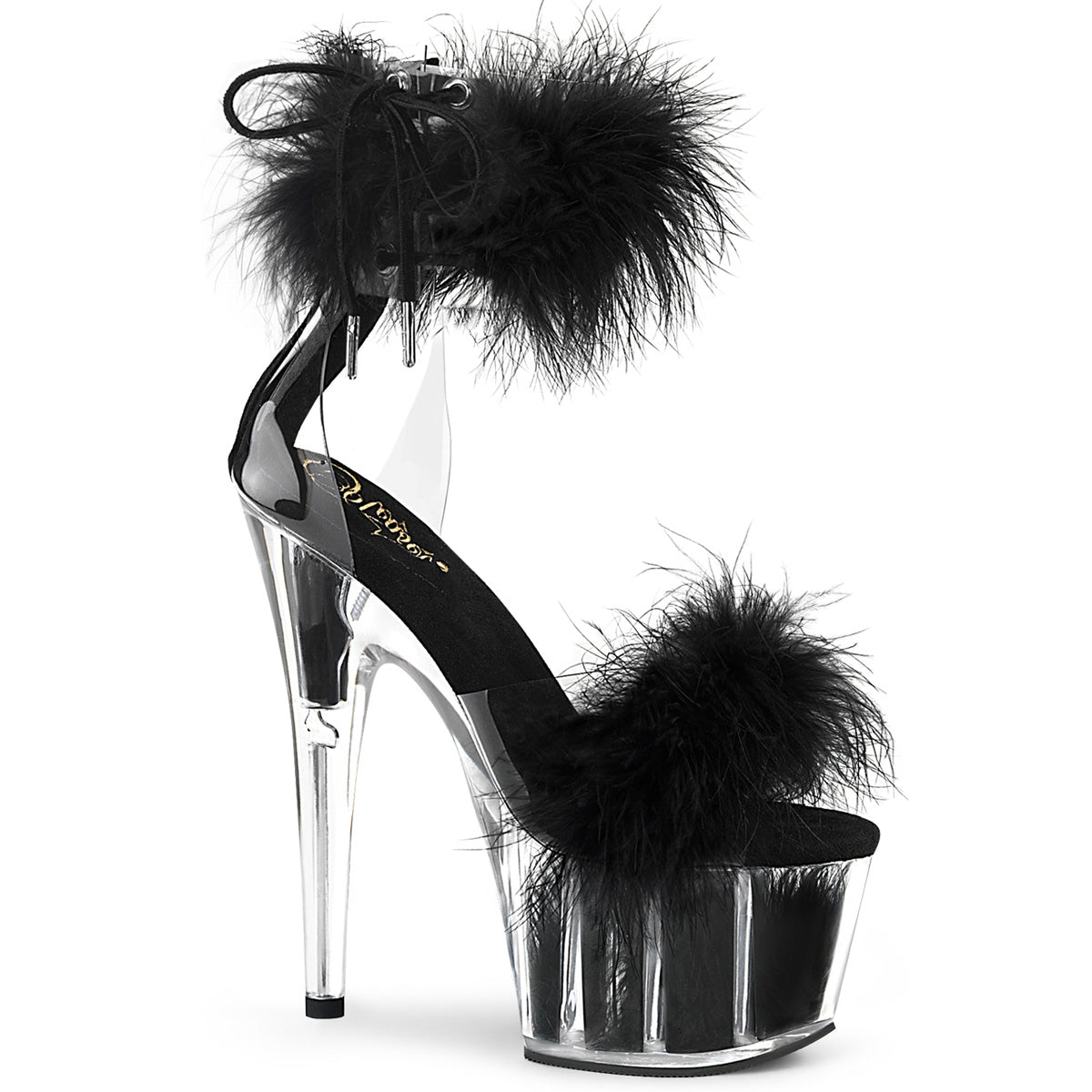 Pleasers Adore-724F - Clr-Blk Fur/Blk Fur