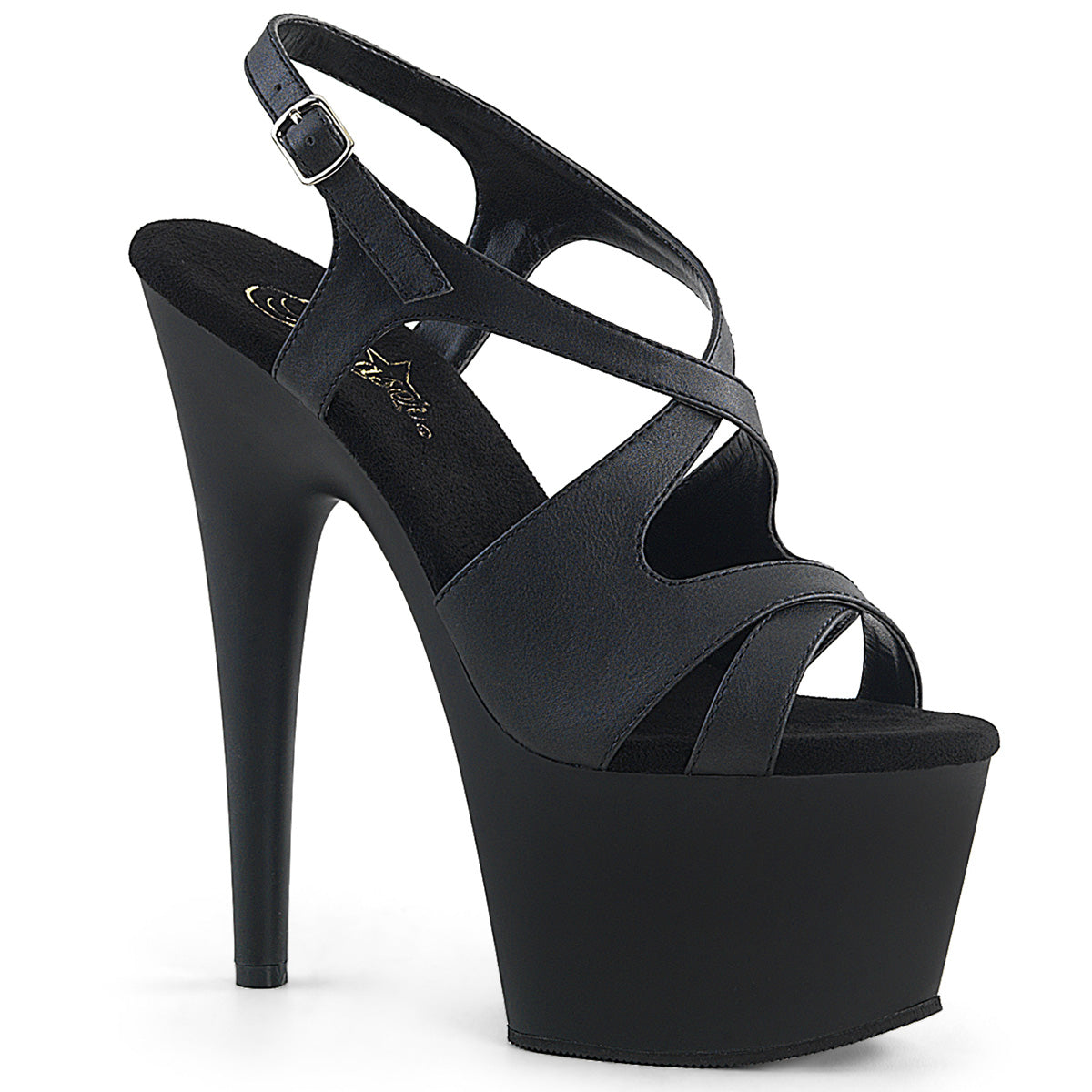 Pleasers Adore-730 - Blk Faux Leather/Blk Matte