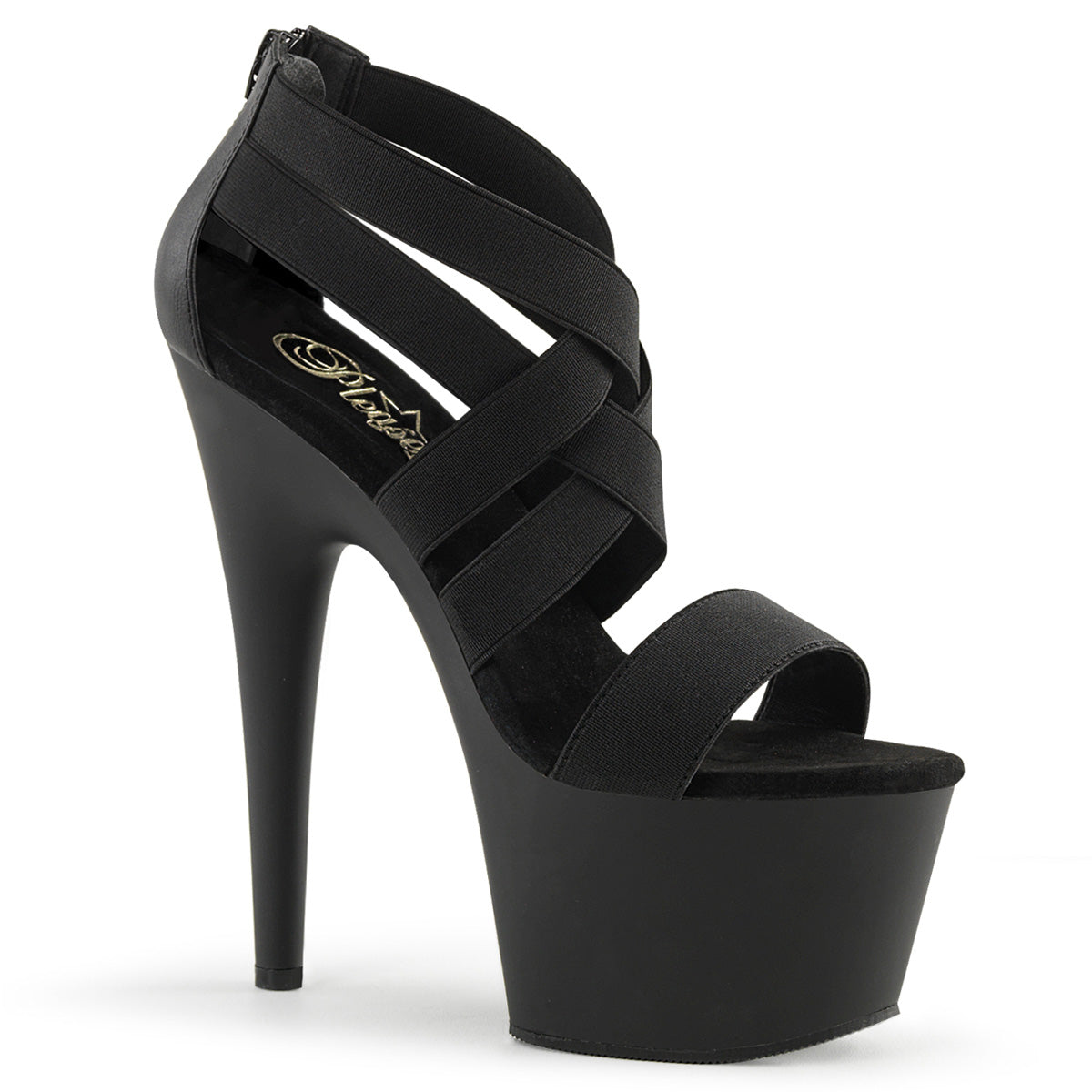 Pleasers Adore-769 - Blk Elastic Band-Faux Leather/Blk Matte