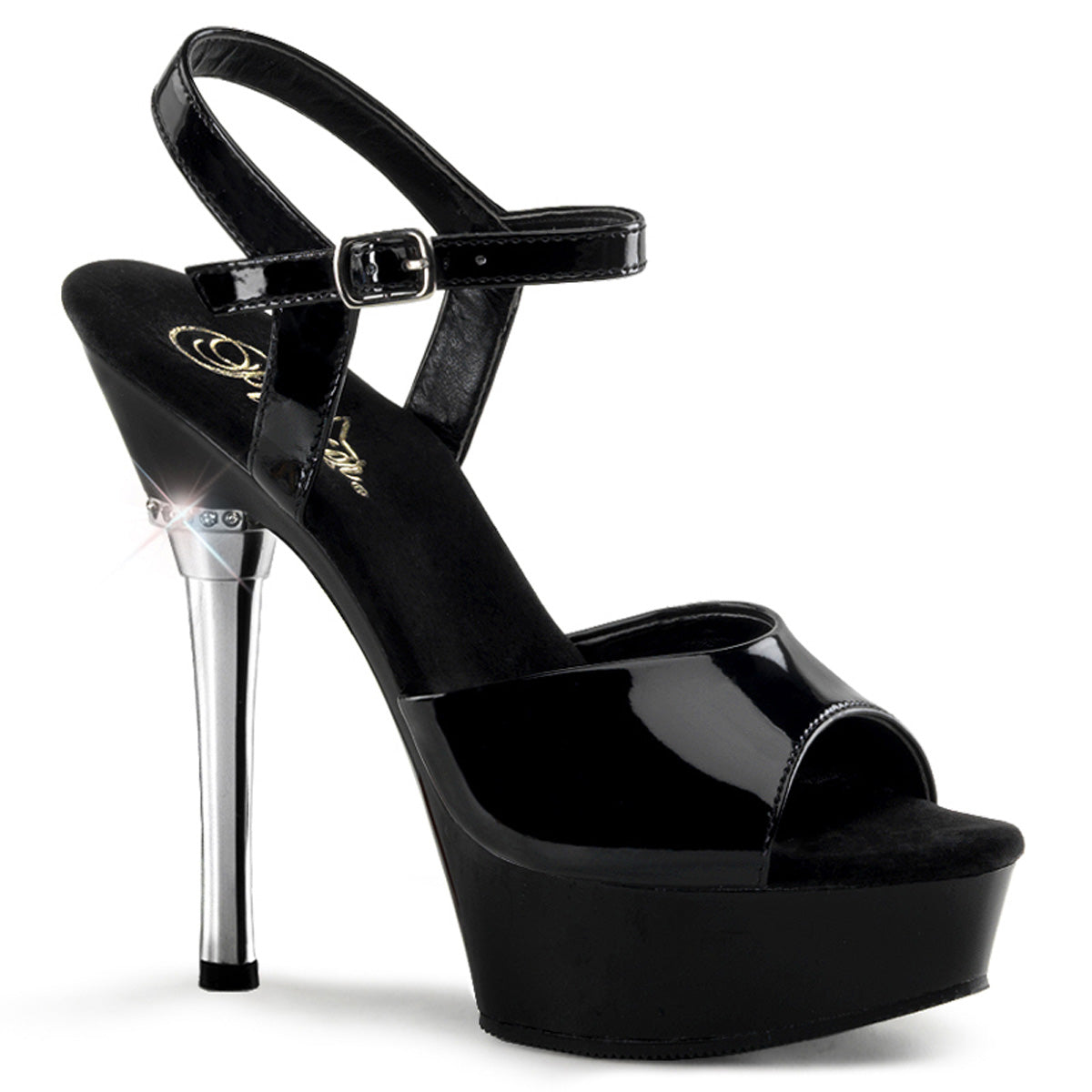 Pleasers Allure-609 - Blk Pat/Blk